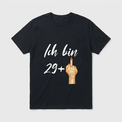 30. Geburtstag Mann Frau T-Shirt 0118 – Schriftzug „Ich bin 29+“ mit verzierter Hand – Klassisches T-Shirt in Schwarz