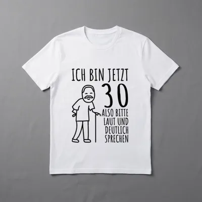 30er Geburtstag Mann lustig T-Shirt – Opa mit Gehstock, Spruch zum 30. Geburtstag – Klassisches T-Shirt in Schwarz