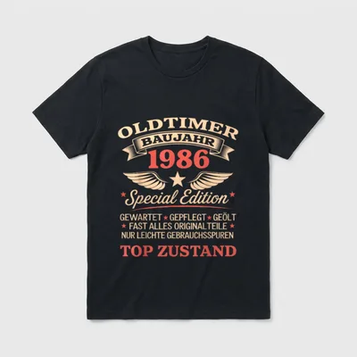 Gebrauchsspuren Top Zustand T-Shirt – Klassisches T-Shirt in Schwarz