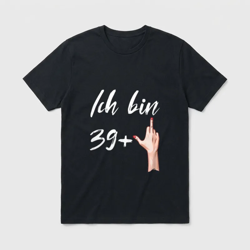 Ich bin mit erhobenem T-Shirt – Klassisches T-Shirt in Schwarz