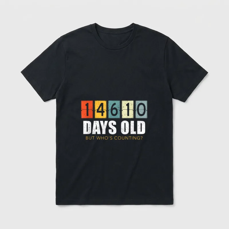 Lustiger Vintage-Tageszähler zum 40. T-Shirt – Klassisches T-Shirt in Schwarz