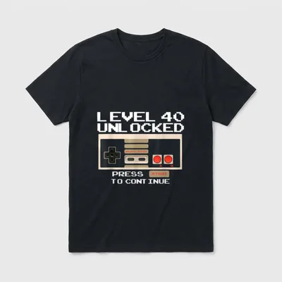 Level 40 Lustiger Video-Gamer T-Shirt – Klassisches T-Shirt in Schwarz