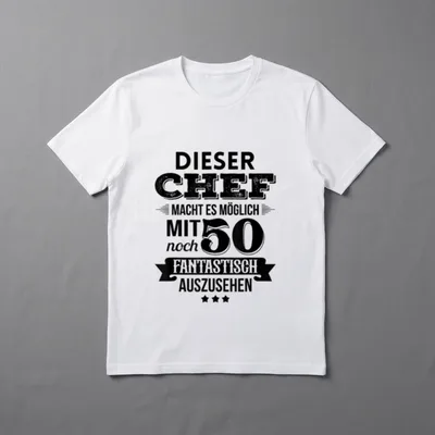 50. Geburtstag Chef T-Shirt – Spruch: Dieser Chef sieht mit 50 noch fantastisch aus – Klassisches T-Shirt in Schwarz