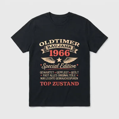 T-Shirt Spruch zum 60 Geburtstag – Oldtimer Baujahr 1966 Special Edition, Top Zustand – Klassisches T-Shirt in Schwarz