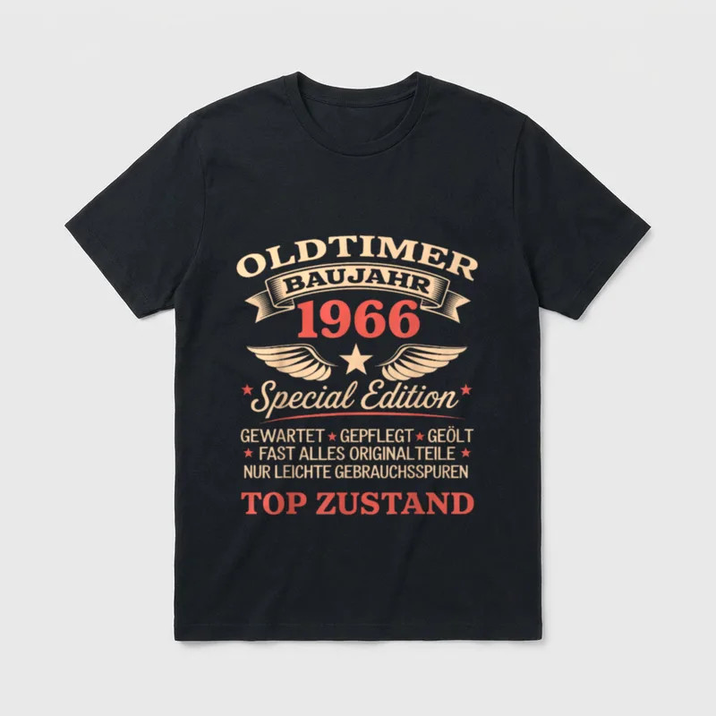T-Shirt Spruch zum 60 Geburtstag – Oldtimer Baujahr 1966 Special Edition, Top Zustand – Klassisches T-Shirt in Schwarz