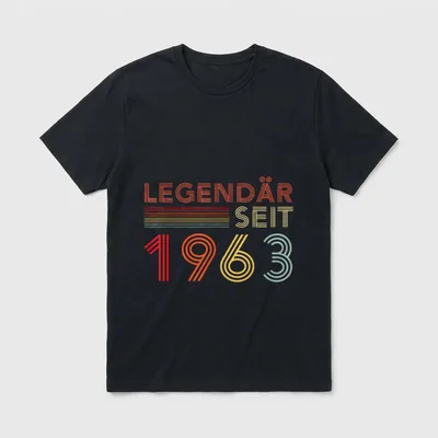 1963 Geburtstag Mann 60 T-Shirt – Schriftzug „Legendär seit 1963“ in Retro-Streifenoptik – Klassisches T-Shirt in Schwarz