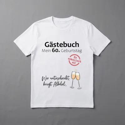 Gästebuch Mein Geburtstag Es eskaliert eh T-Shirt – Klassisches T-Shirt in Schwarz