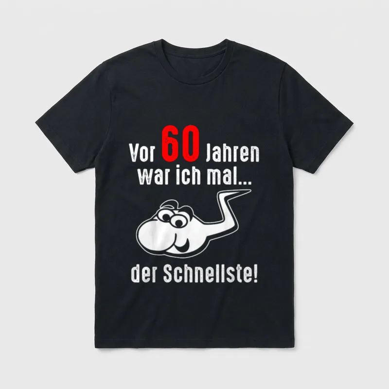 Vor Jahren war T-Shirt – Frosch und Text Vor 60 Jahren war ich mal der Schnellste – Klassisches T-Shirt in Schwarz