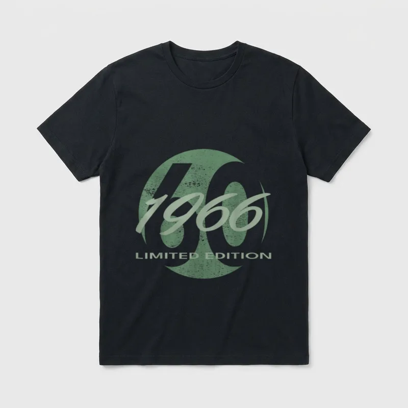 60. Geburtstag Mann Frau T-Shirt 0062 – Grüne 1966 Limited Edition Grafik auf grauem Grund – Klassisches T-Shirt in Schwarz
