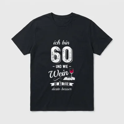 60. Geburtstag Weingläser Weinliebhaber T-Shirt – Klassisches T-Shirt in Schwarz