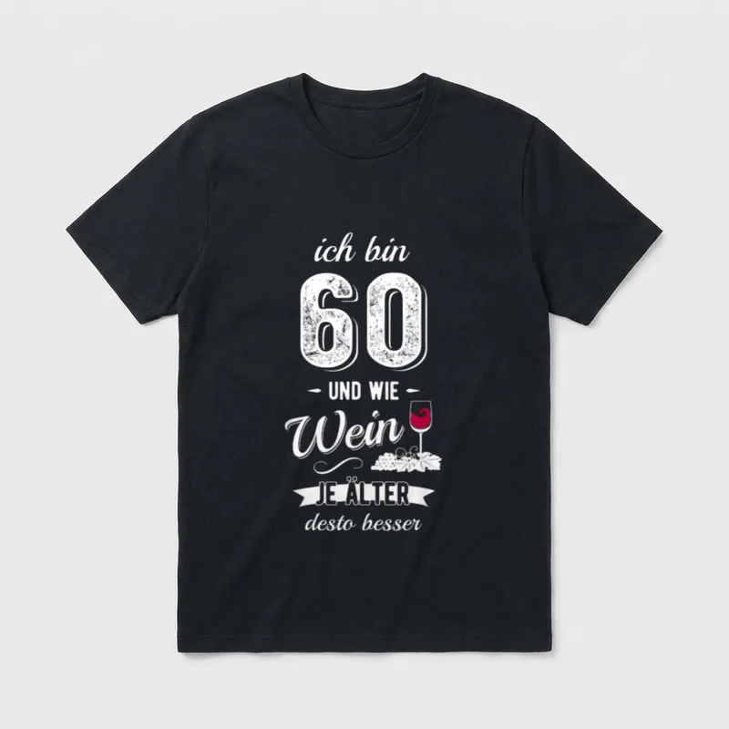 60. Geburtstag Weingläser Weinliebhaber T-Shirt – Klassisches T-Shirt in Schwarz