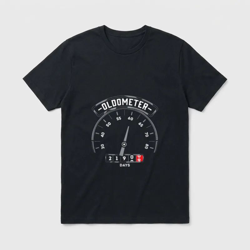 Oldometer Lustiges zum 60. T-Shirt – Tacho mit OLDOMETER, Zeiger auf 60, Zähler 21900 DAYS – Klassisches T-Shirt in Schwarz
