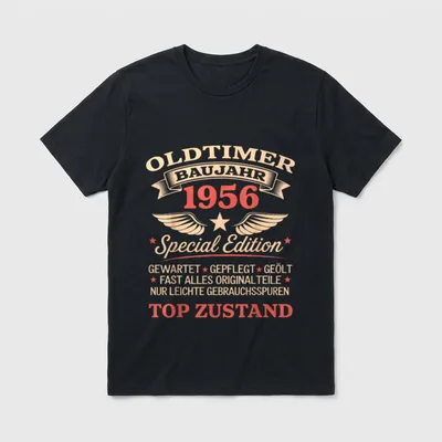 T-Shirt zum 70 Geburtstag – Oldtimer Baujahr 1956 Special Edition Top Zustand – Klassisches T-Shirt in Schwarz