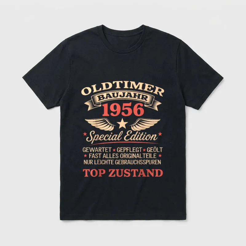 T-Shirt zum 70 Geburtstag – Oldtimer Baujahr 1956 Special Edition Top Zustand – Klassisches T-Shirt in Schwarz