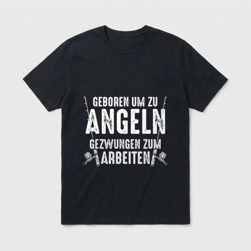 Lustiges Angler geboren um T-Shirt – Klassisches T-Shirt in Schwarz