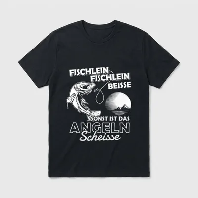 Fischlein Beisse Angler Fischer T-Shirt – Klassisches T-Shirt in Schwarz