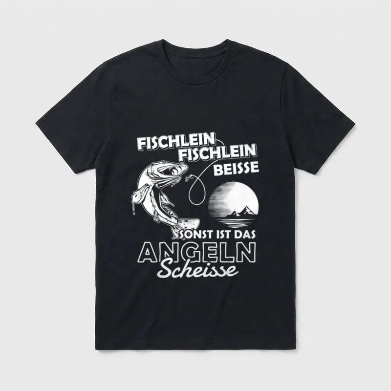 Fischlein Beisse Angler Fischer T-Shirt – Klassisches T-Shirt in Schwarz