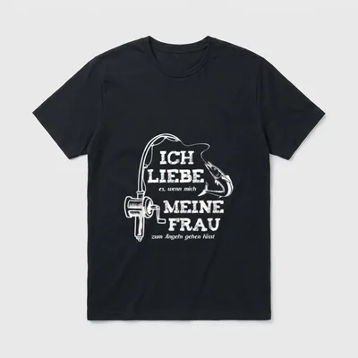 Ich Liebe Meine Frau Angeln T-Shirt – Klassisches T-Shirt in Schwarz