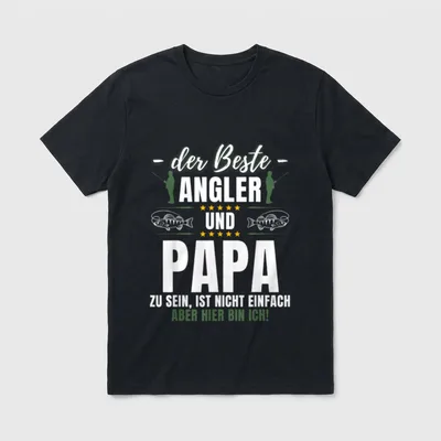 Bester Angler Papa T-Shirt – Klassisches T-Shirt in Schwarz