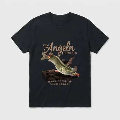 Hecht Angler Spruch T-Shirt – Klassisches T-Shirt in Schwarz