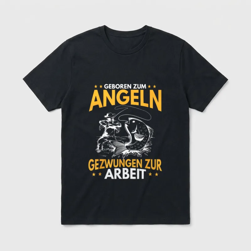 Lustiges Fischer Geboren T-Shirt – Klassisches T-Shirt in Schwarz