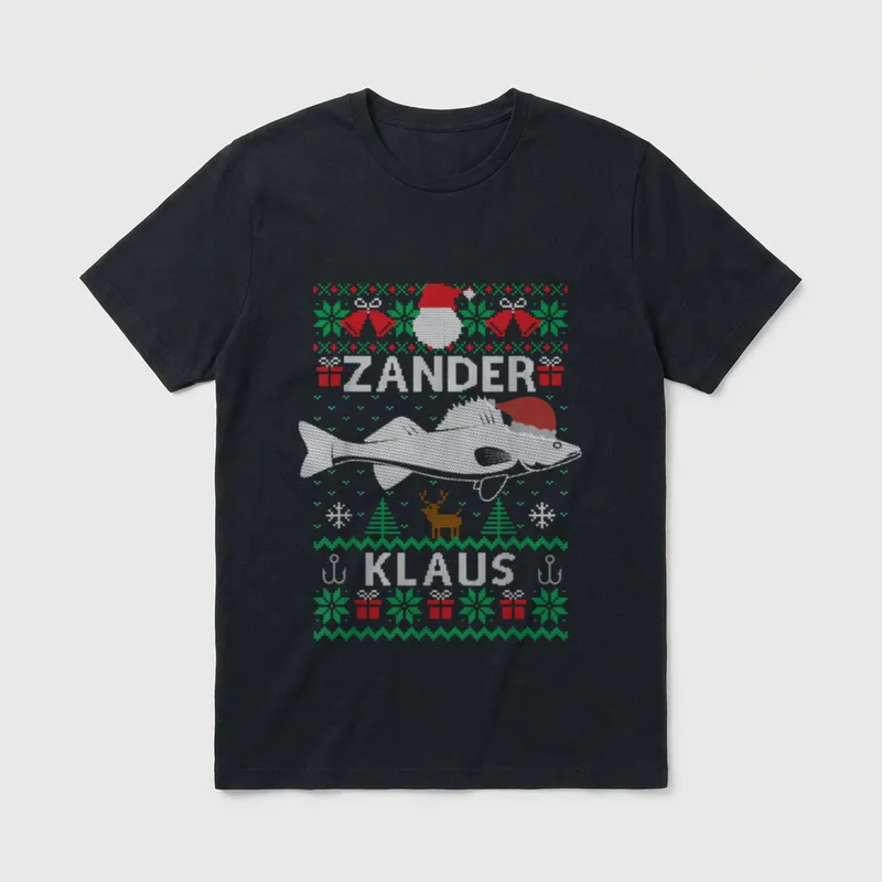 Zander Klaus I Lustiges Zanderangler T-Shirt – Klassisches T-Shirt in Schwarz