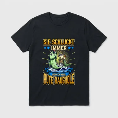 Angler Fisch Sie schluckt T-Shirt – Klassisches T-Shirt in Schwarz