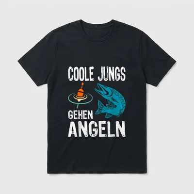Coole Jungs gehen Angeln lustiges T-Shirt – Klassisches T-Shirt in Schwarz