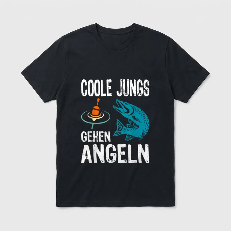 Coole Jungs gehen Angeln lustiges T-Shirt – Klassisches T-Shirt in Schwarz