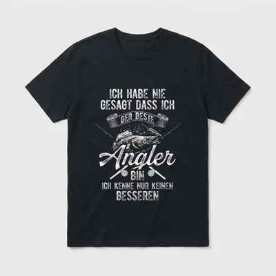 Lustiges Angler der bester T-Shirt – Fisch, Angelruten, Spruch „der beste Angler“ auf Grau – Klassisches T-Shirt in Schwarz
