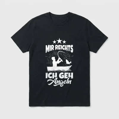 Angeln Spruch T-Shirt – Witiger Angel-Spruch mit Boots-Silhouette und drei Sternen – Klassisches T-Shirt in Schwarz