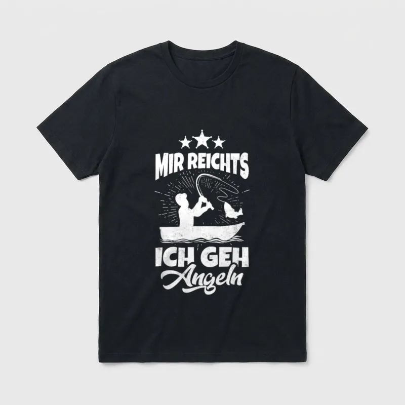 Angeln Spruch T-Shirt – Witiger Angel-Spruch mit Boots-Silhouette und drei Sternen – Klassisches T-Shirt in Schwarz
