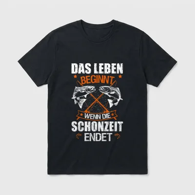 Lustiger Angeln Spruch Die Schonzeit T-Shirt – Klassisches T-Shirt in Schwarz