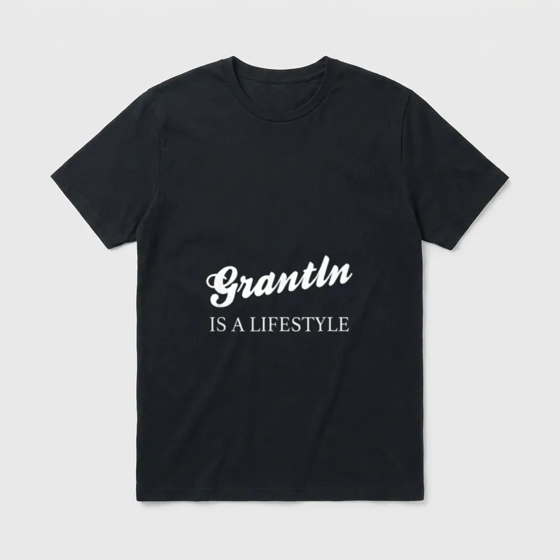 Grantln Is A Lifestyle T-Shirt – Schriftzug Grantln Is A Lifestyle in Weiß auf Grau – Klassisches T-Shirt in Schwarz