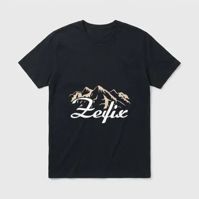 Zefix Bayern bayrischer Spruch Oida T-Shirt – Schriftzug „Zefix“ vor sandfarbener Bergkette – Klassisches T-Shirt in Schwarz