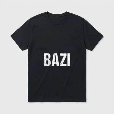 Bazi Bayern Dialekt Lustiger T-Shirt – Schriftzug „BAZI“ in grober weißer Blockschrift – Klassisches T-Shirt in Schwarz