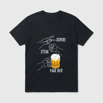 T-Shirt Sprüche für Paare – Hände zeigen Schere, Stein, Bierkrug mit Schrift „Paar Bier“ – Klassisches T-Shirt in Schwarz