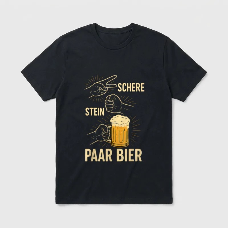 Schere Stein Paar Bier T-Shirt – Schere, Stein, Paar Bier – Handgesten und Bierkrug – Klassisches T-Shirt in Schwarz