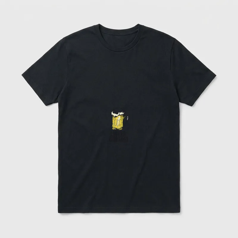 Lecker Bierchen Lustiger Bier T-Shirt – Bierkrug mit Schaum, Schriftzug „Lecker Bierchen“ – Klassisches T-Shirt in Schwarz