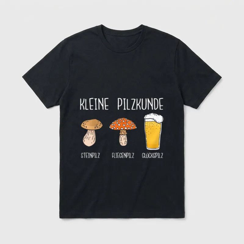 Kleine Pilzkunde Glückspilz Lustiges T-Shirt – Klassisches T-Shirt in Schwarz