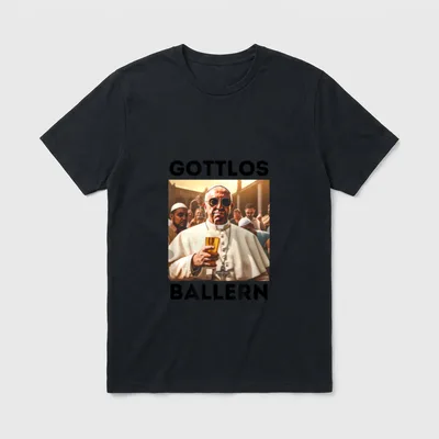 Gottlos Ballern Lustiges Papst T-Shirt – Klassisches T-Shirt in Schwarz