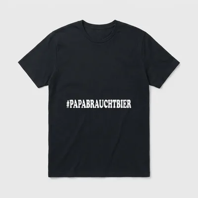 Papa Braucht Bier Lustiger T-Shirt – Schriftzug #PAPABRAUCHTBIER in weißer Retro-Schrift – Klassisches T-Shirt in Schwarz