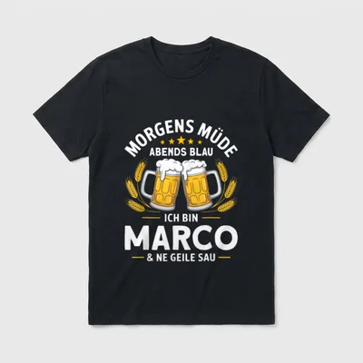 Morgens Müde Abends Blau Bier T-Shirt – Klassisches T-Shirt in Schwarz