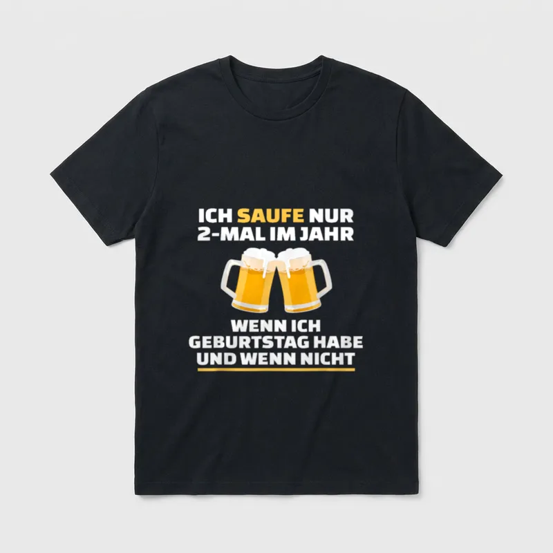 Ich saufe nur 2-Mal T-Shirt – Klassisches T-Shirt in Schwarz