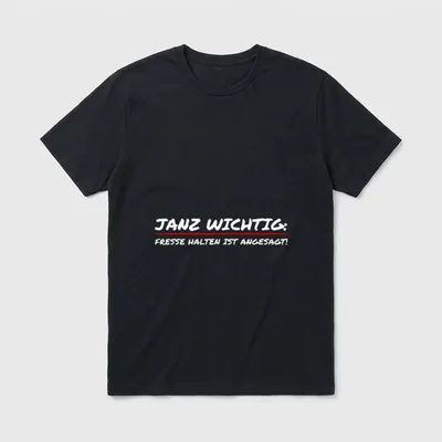 Spruch Arbeit Job Janz T-Shirt – Schriftzug „Janz wichtig: Fresse halten ist angesagt!“ – Klassisches T-Shirt in Schwarz