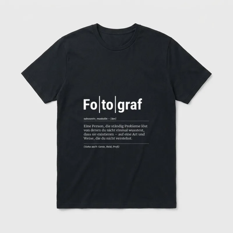 Fotograf Lustiges Kollege T-Shirt – Wort definition Foto graf Dictionary Stil Text Druck – Klassisches T-Shirt in Schwarz