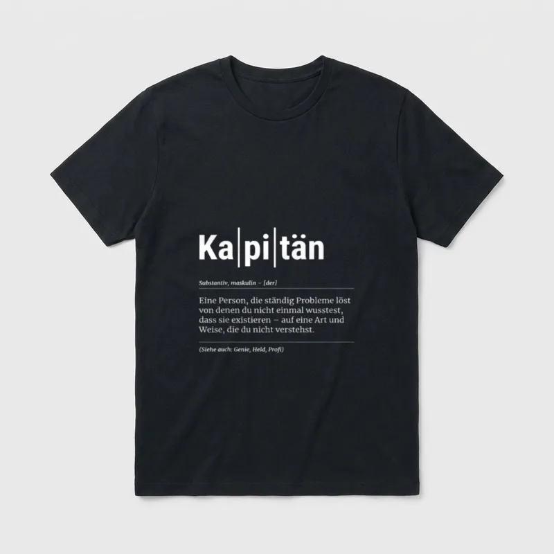Kapitän Lustiges Kollege T-Shirt – Klassisches T-Shirt in Schwarz