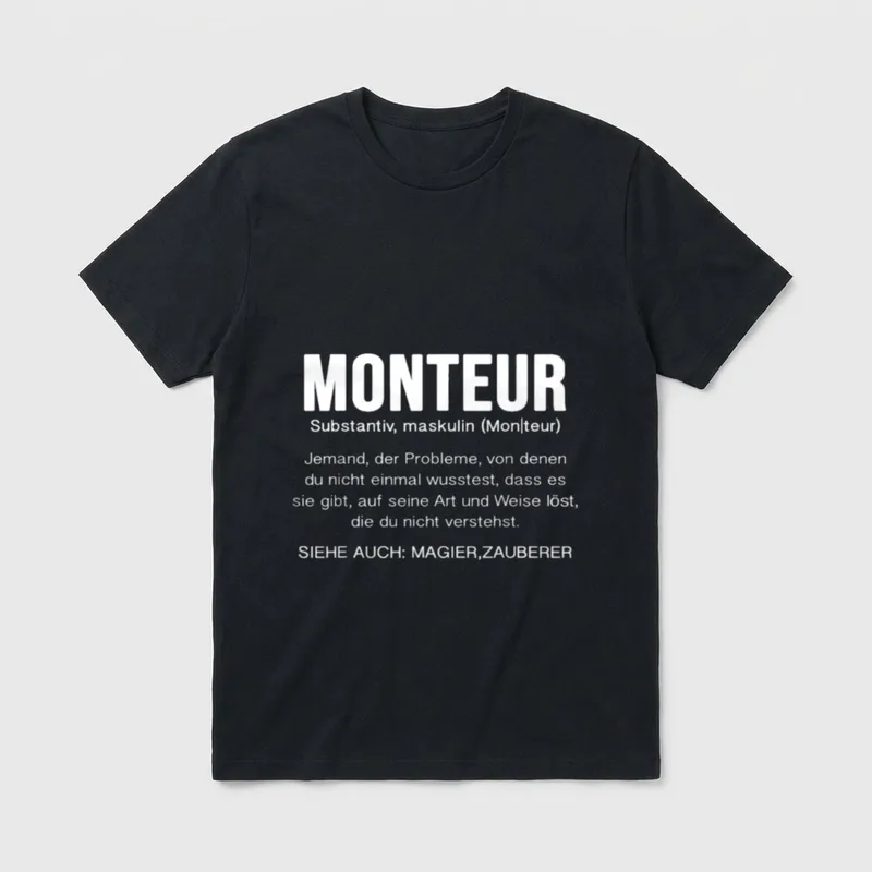 Monteur Sprüche Definition Beruf T-Shirt – Klassisches T-Shirt in Schwarz