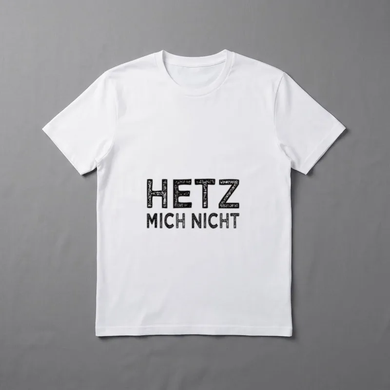 Hetz Mich Nicht Schnauze T-Shirt – Schriftzug „Hetz Mich Nicht“ in grober Handschrift – Klassisches T-Shirt in Schwarz