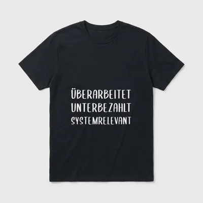 Überarbeitet Unterbezahlt Systemrelevant Spruch T-Shirt – Klassisches T-Shirt in Schwarz